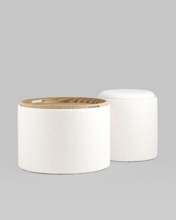 Пуф-столик с ящиком Хюгге S рогожка белый