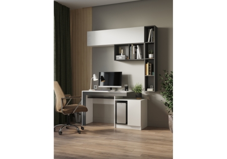 Компьютерный стол Модена белый, графит