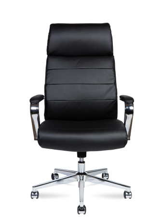 Кресло офисное Atlant черный, экокожа и металл, мягкое сиденье, с подлокотниками
