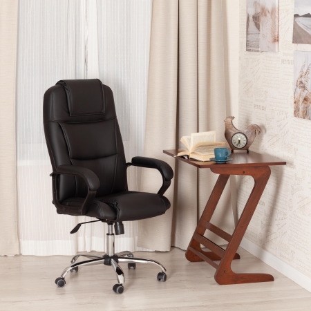 Кресло BERGAMO хром экокожа, черный