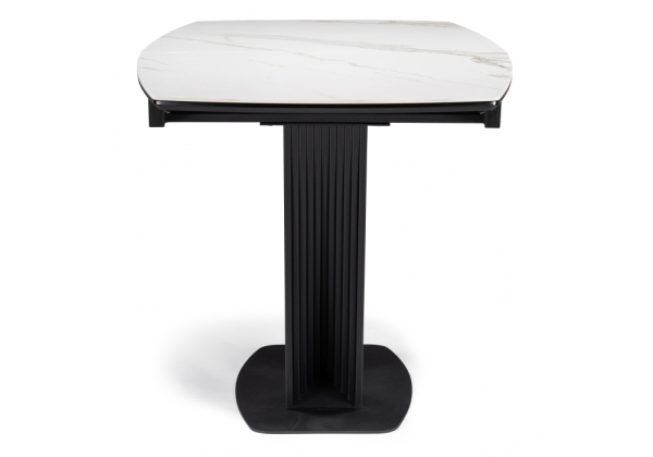 Керамический стол Вейл 160(205)х89 белый мрамор snow white, черный