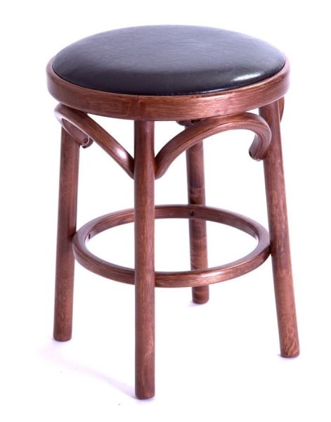 Деревянный табурет Венский средний тон с мягким сиденьем из коричневой экокожи Деревянный табурет Венский средний тон с мягким сиденьем из коричневой экокожи