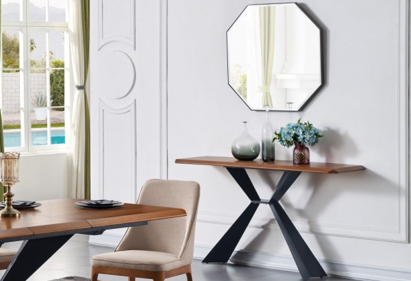 Стол консоль V1712A орех (WK-07), черный (PC-02)