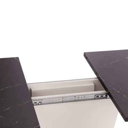 Стол обеденный GENT ЛДСП, 110-145x68,6x75,5 см, мрамор блэк роял, белый