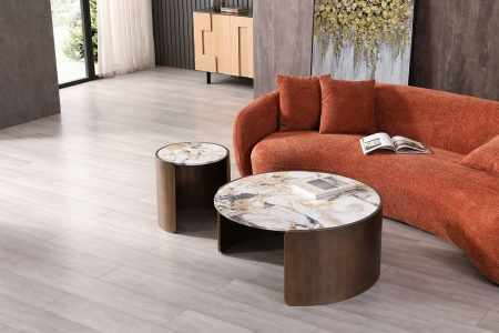 Стол журнальный CT3095CL (D90) белая керамика/бронзовый