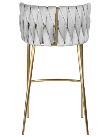 Стул барный EMMA золотой, светло-серый велюр 135-37