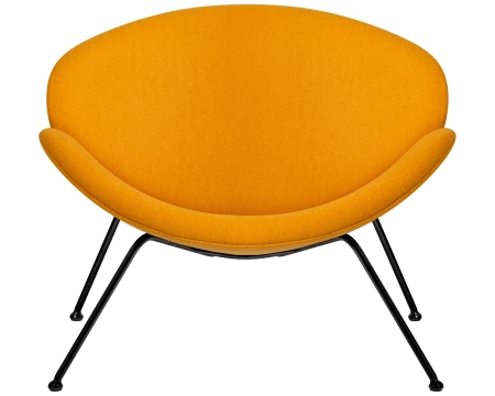 Кресло дизайнерское EMILY, желтая ткань, черное основание