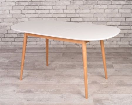 Стол овальный Алиса-1200 белый, натуральный, раздвижной