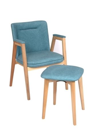 Кресло "Монд" светлое дерево и зеленый, дерево и ткань