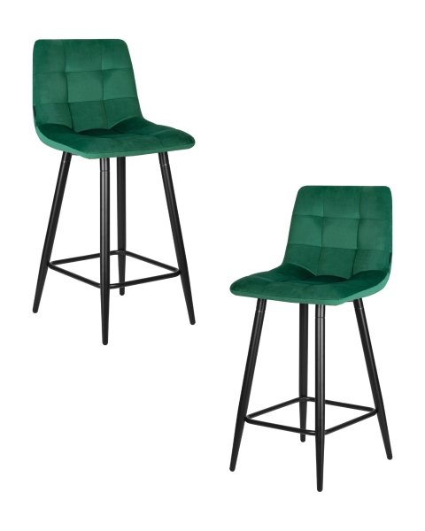 Набор 2 шт Стул полубарный OLIVIA, черные матовые ножки, зеленый велюр (108-64)