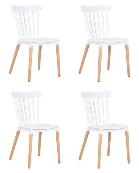 Набор 4 шт Стул обеденный THEO, ножки светлый бук белый (W-02)