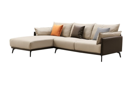 Диван ELEGANTE NAPPA SF015 бежевый/коричневый, угол левый Диван ELEGANTE NAPPA SF015 бежевый/коричневый, угол левый