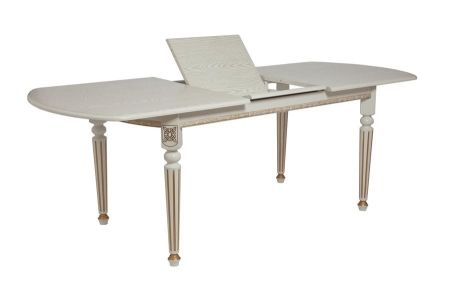 Стол овальный "Милорд-170" 90х170х220 слоновая кость, патина золото