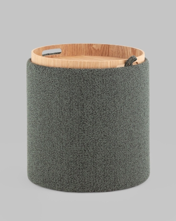 Пуф-столик с ящиком Хюгге XS букле темно-серый