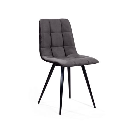 Стул UNO бархат светло-серый, черный конус