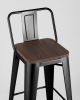 Стул барный TOLIX WOOD со спинкой черный глянцевый
