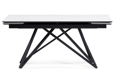 Керамический стол Вилсон 160(220)х89х75 белый мрамор snow white, черный