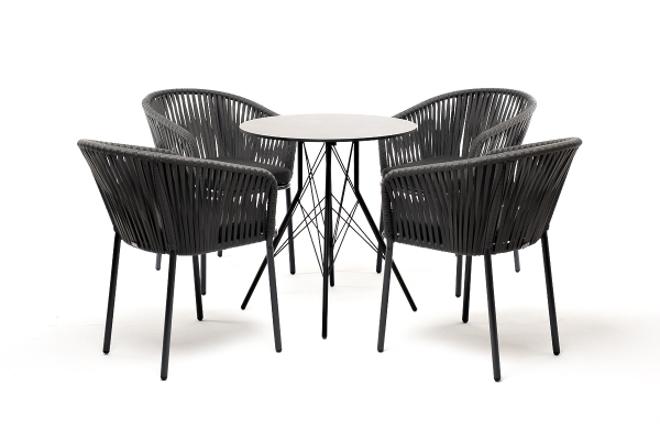 "Конте" обеденная группа на 4 персоны, круглый стол, цвет "серый гранит"