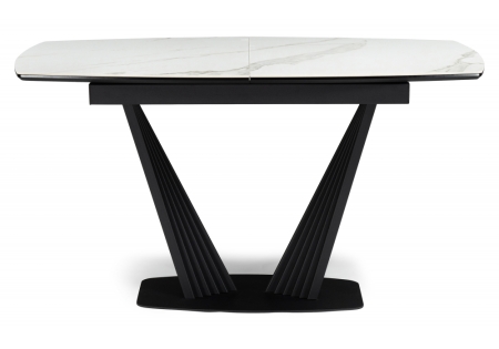 Керамический стол Вейл 140(180)х80 белый мрамор snow white, черный
