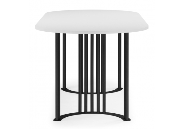 Стол деревянный Хьюго О 180 х 90 белая шагрень пленка, черные ноги