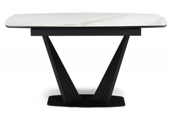 Керамический стол Вейл 140(180)х80 белый мрамор snow white, черный