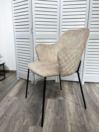 Стул AMARETTO VBP206 античный светло-бежевый, велюр без пальчикового эффекта, черный каркас Стул AMARETTO VBP206 античный светло-бежевый, велюр без пальчикового эффекта, черный каркас