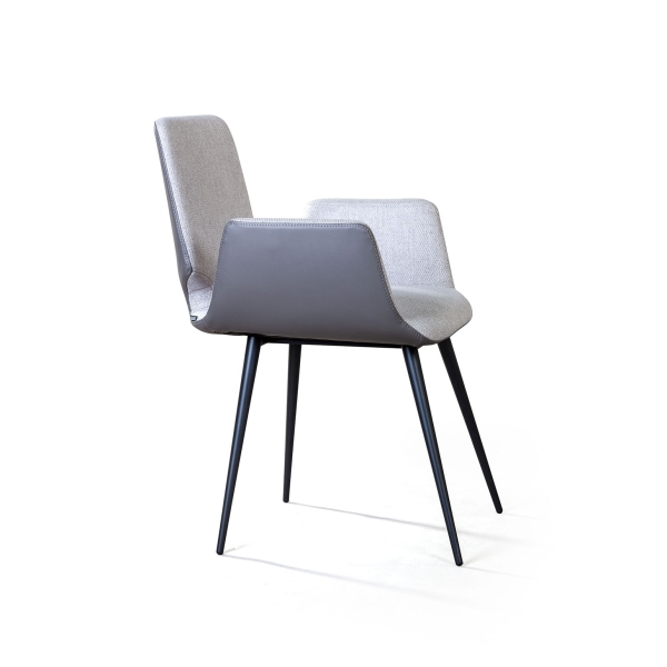 Стул с подлокотниками Adam рогожка комби серый