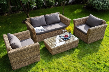 Кресло "Капучино" из искусственного ротанга (гиацинт), цвет соломенный