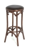 Барный деревянный табурет Венский 750 темный тон с мягким сиденьем из коричневой экокожи