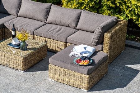 Трансформирующийся диван "Лунго" из искусственного ротанга (гиацинт), цвет соломенный