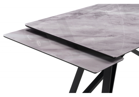 Стол стеклянный Вилсон 140(200)х80 серый мрамор, черный