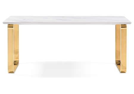 Стол керамический Селена 4 180х90х77 белый мрамор, золото