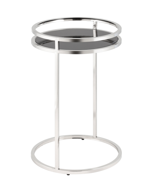 Журнальный столик Гестия 41*60 см стекло черное сталь серебро
