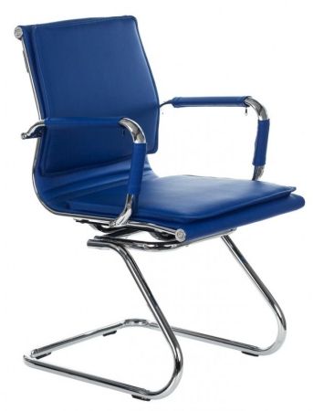 Кресло Бюрократ CH-993-Low-V синий искусственная кожа низк.спин. полозья металл хром