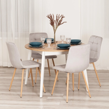 Стул CHILLY светло-серый и серый, велюр и металл, мягкое сиденье, без подлокотников