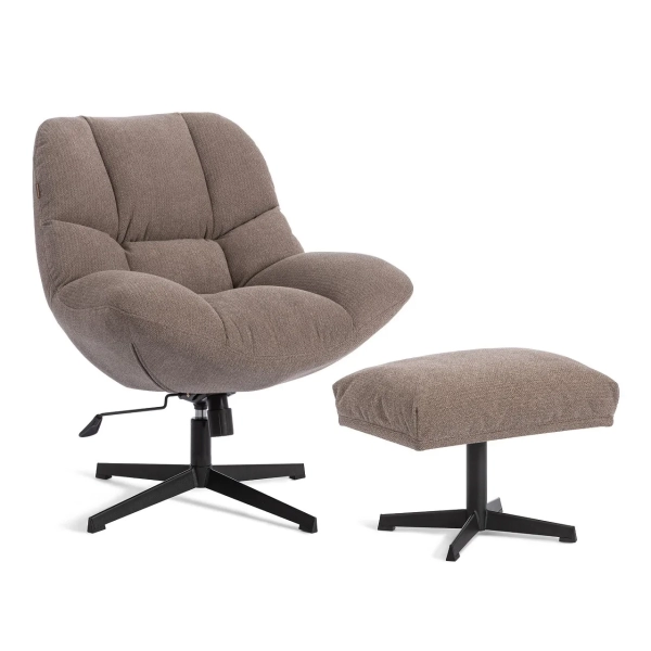 Кресло лаунж Relax/Релакс с пуфом светло-серый