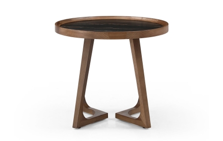 Стол журнальный CT3059 (D60) черная керамика, орех