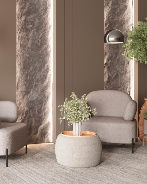 Кресло Кэнди ткань букле светло-серый