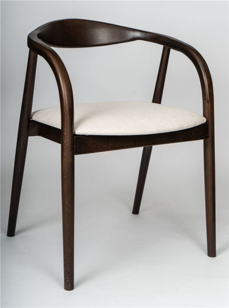 Деревянное полукресло венское Diona темный орех с мягким сиденьем из бежевой ткани Тесла 01