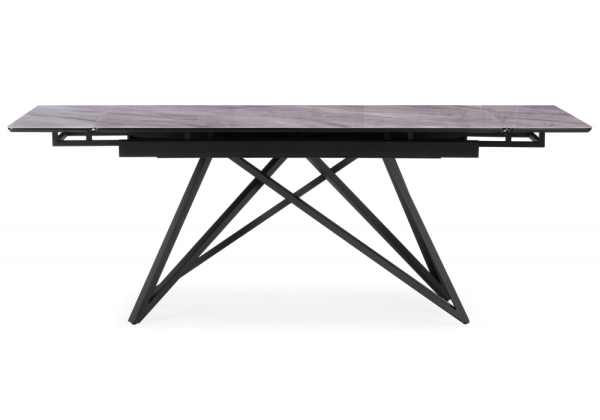 Стол стеклянный Вилсон 140(200)х80 серый мрамор, черный