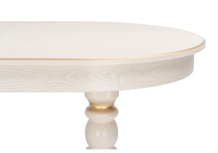 Стол деревянный Дейвер 160(220)х100 слоновая кость, золото