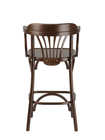 Полубарный деревянный стул Венский 650 темный тон с твердым сиденьем, дуги назад