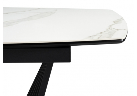 Керамический стол Вейл 160(205)х89 белый мрамор snow white, черный
