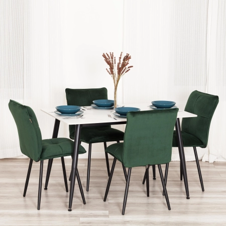 Стул обеденный Sweet зеленый, велюр и металл, мягкое сиденье, без подлокотников