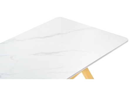 Керамический стол Селена 3 180х90х77 белый мрамор, золото