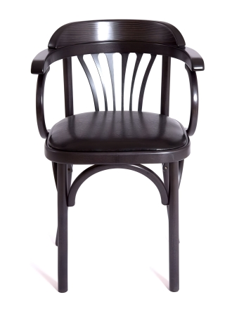 Деревянный стул Венский венге с мягким сиденьем из черной экокожи