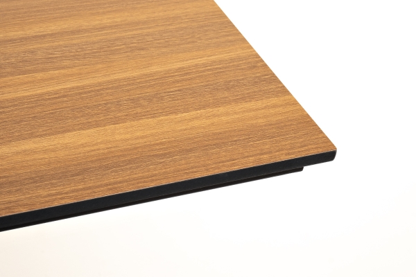 "Каффе" обеденный стол из HPL 140х70 см, цвет "дуб", подстолье двойное черное