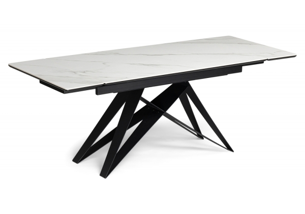 Керамический стол Блэкберн 140(200)х80 белый мрамор snow white, черный Керамический стол Блэкберн 140(200)х80 белый мрамор snow white, черный