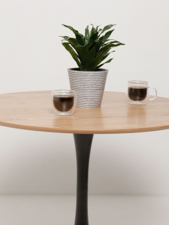 Стол Tulip style 90 черный, орех