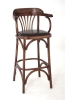Барный деревянный стул Венский 750 темный тон с мягким сиденьем из коричневой экокожи